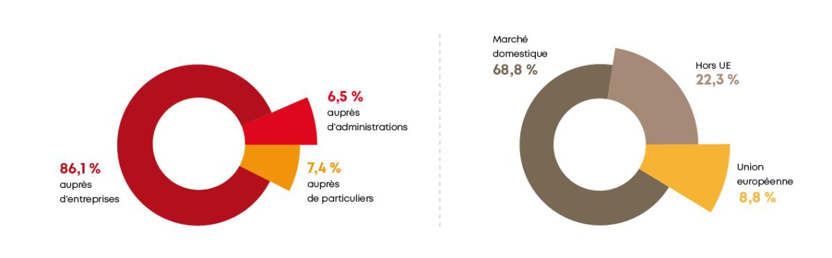 Graphique de la répartition du chiffre d'affaires en France
